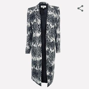 Kasper Black / White Lightweight Duster Dupioni Coat  S16